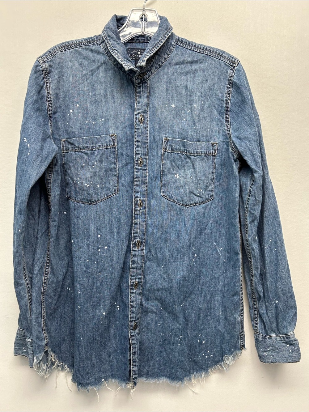 Lucky Brand ladies boyfriend  Blue Denim Button-Up Shirt small